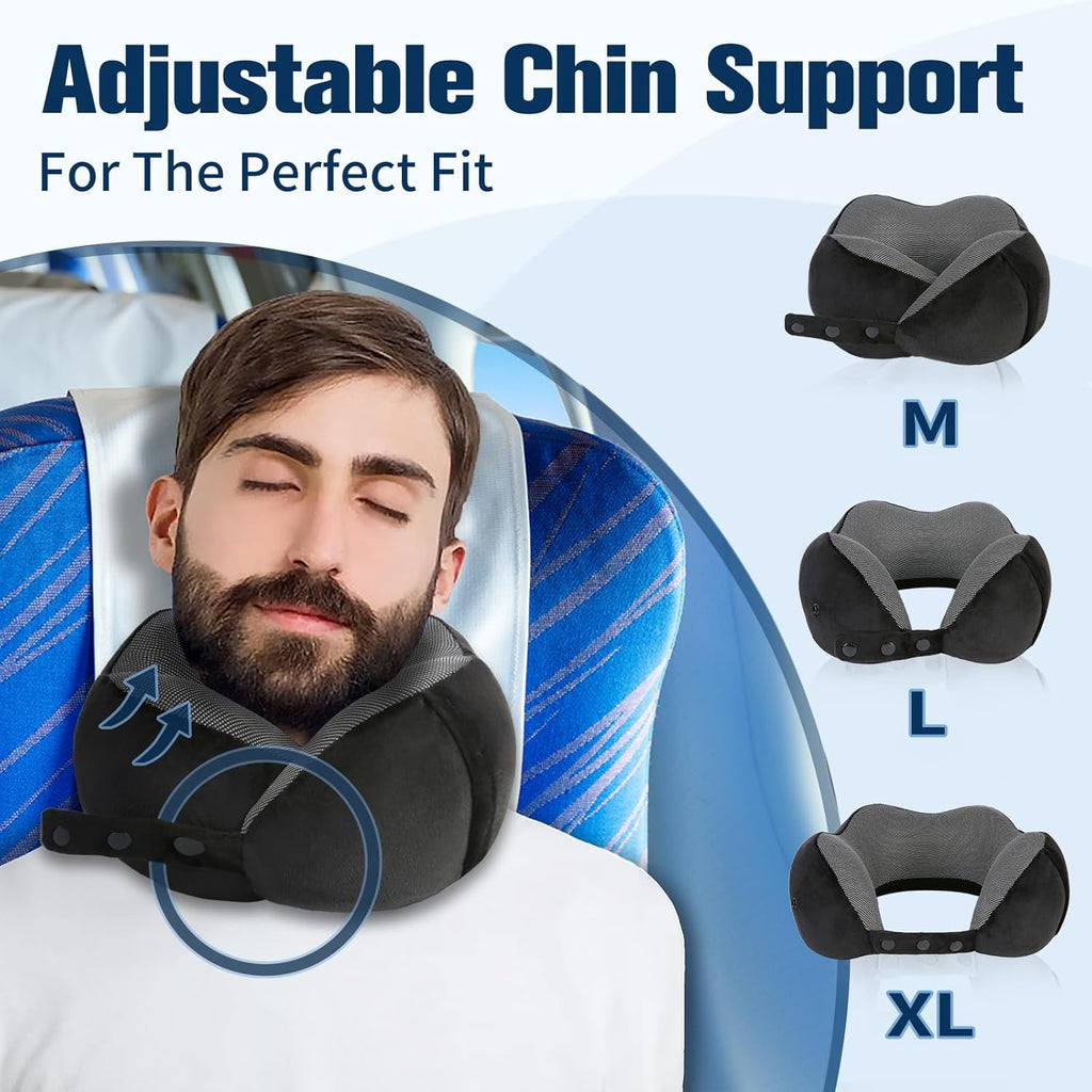 Neck Pillow for Traveling, Travel Pillows for Airplanes,100% Pure Memory Foam Travel Neck Pillow, Adjustable Flight
