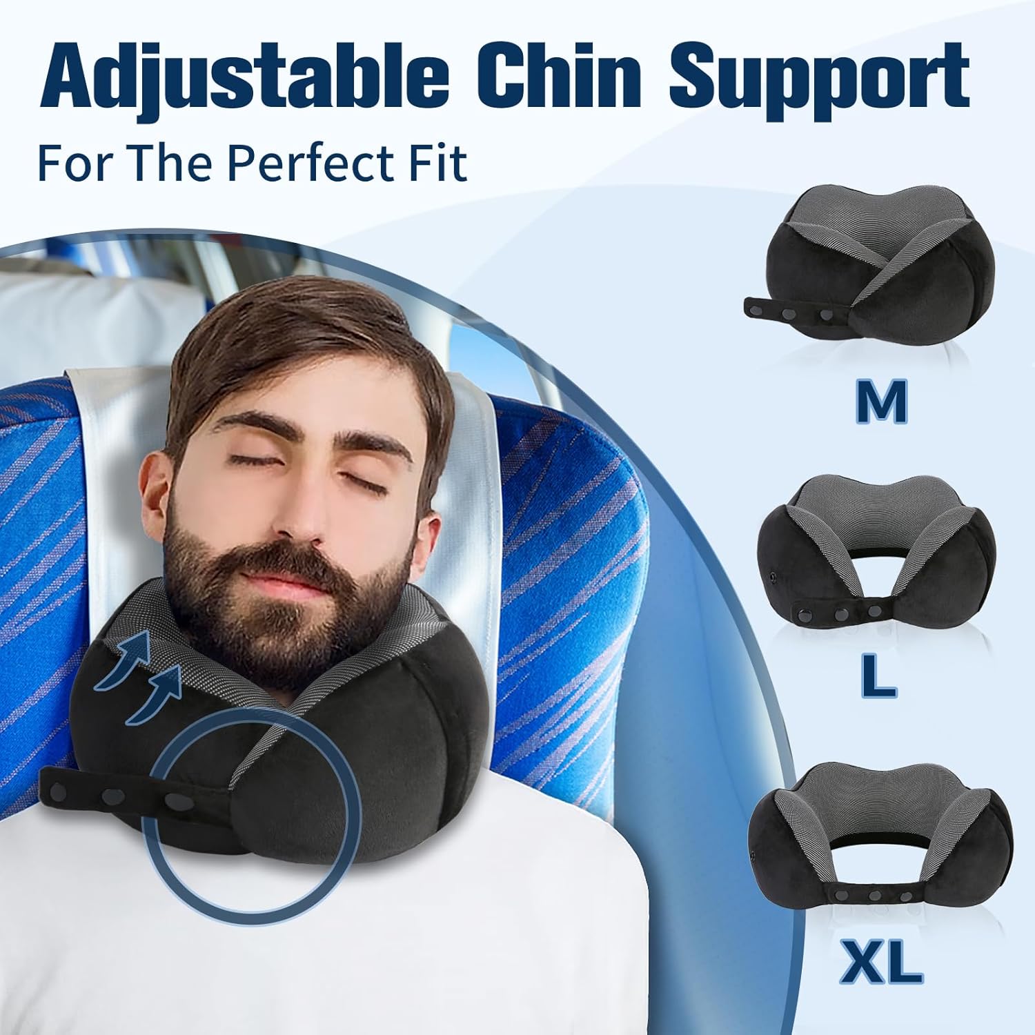 Neck Pillow for Traveling, Travel Pillows for Airplanes,100% Pure Memory Foam Travel Neck Pillow, Adjustable Flight