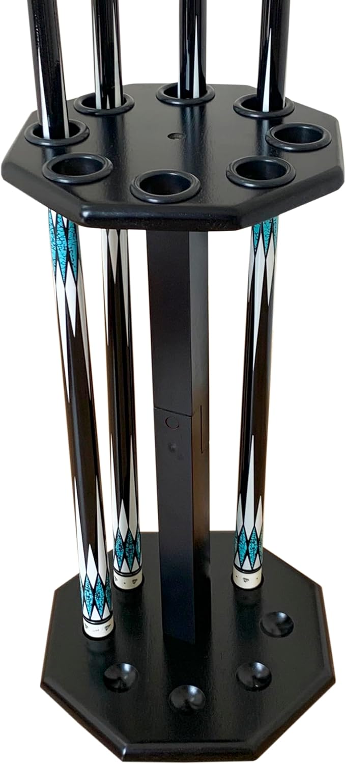 Freestanding Billiard Cue Rack, Pool Table Accessories Hold 8 Cues, Pool Cue Stick Holder, Wooden Floor Stand Pool