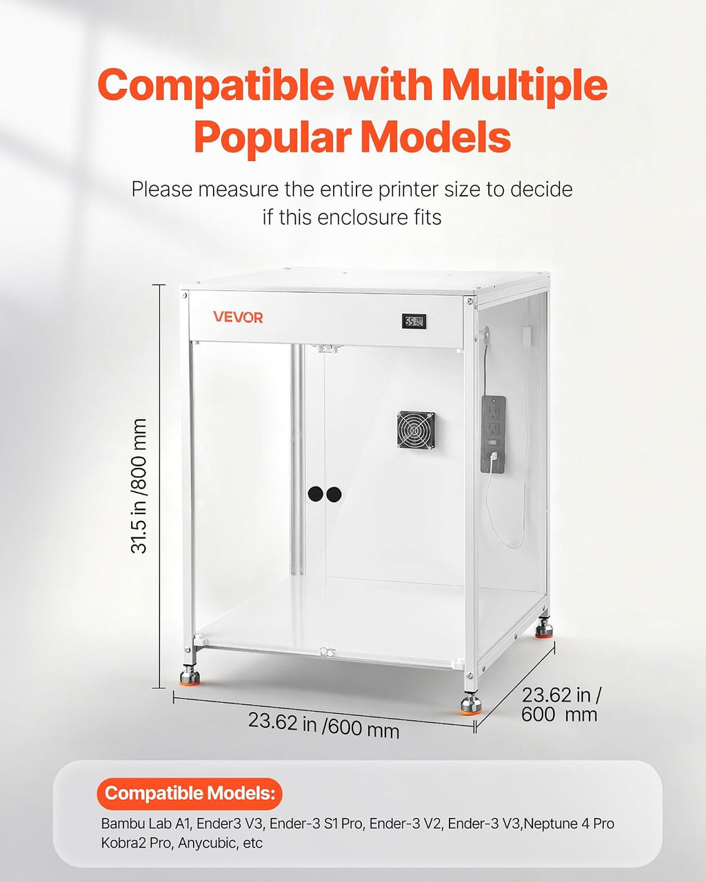 3D Printer Enclosure with Ventilation, Dustproof Waterproof Transparent Acrylic 3D Printer Tent, Constant Temperature