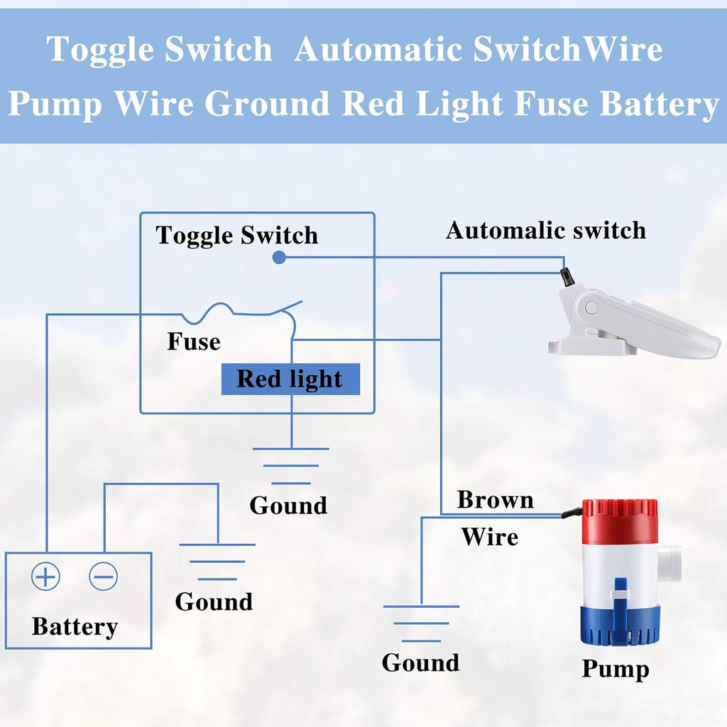 Boat Bilge Water Pump12V 1100 GPH with Float Switch for Boats, 2 Pieces