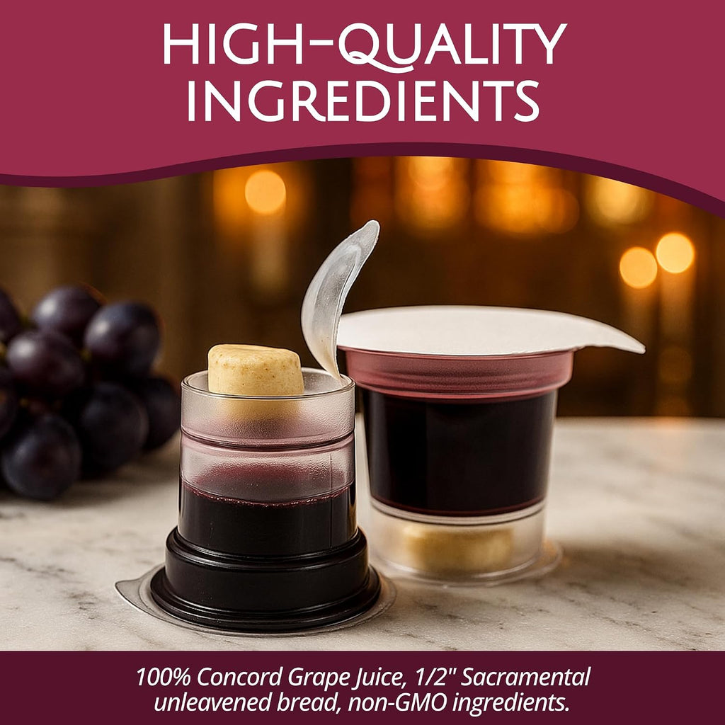 Cup Top & Bottom Prefilled Communion Cups & Wafer Set (100 Count)