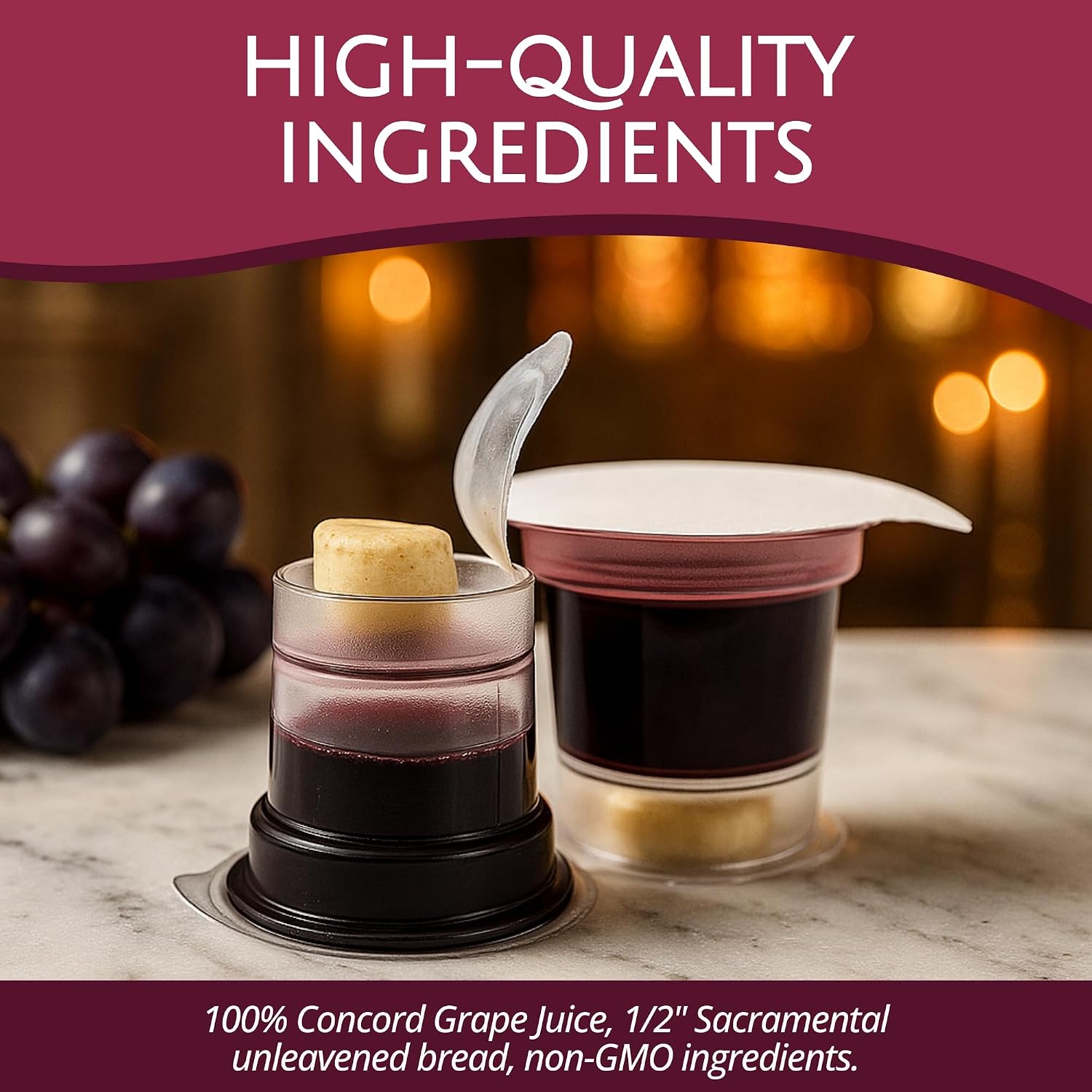 Cup Top & Bottom Prefilled Communion Cups & Wafer Set (100 Count)