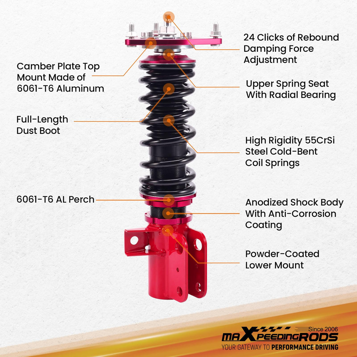 2Pcs Front Coilovers for Subaru BRZ 2012-2020