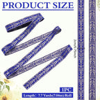 7.7Yard Royal Blue Floral Jacquard Ribbon Vintage Ethnic Trim