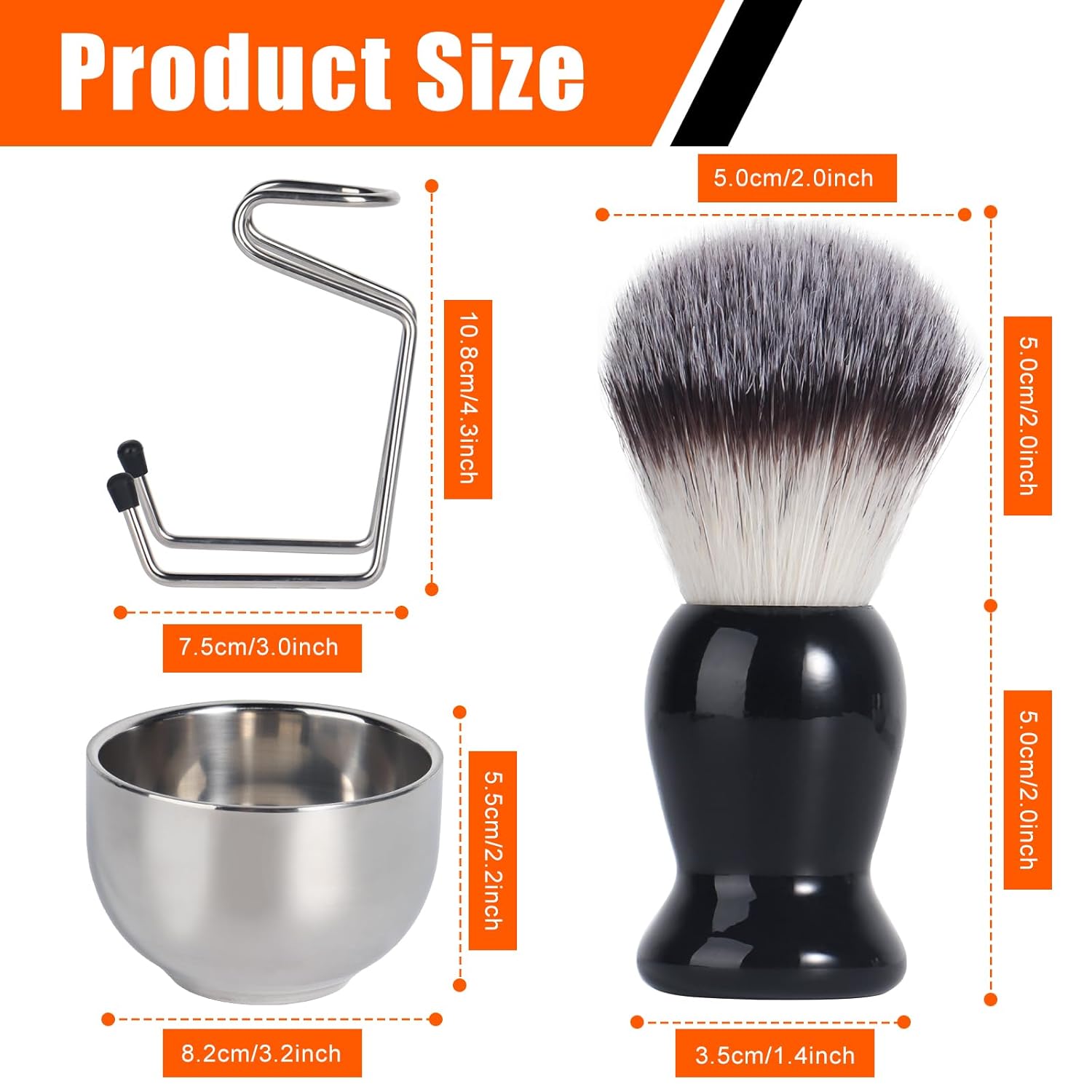 Shaving Brush, 3 In 1 Shaving Brush Set Includes Stainless Steel Shaving Stand and Bowl, Synthetic Badger Hair Shave