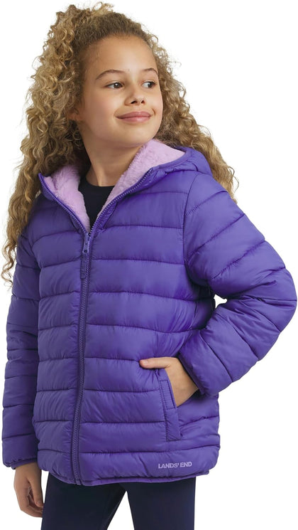 Girls Reversible Faux Fur Lined Insulated Puffer Jacket