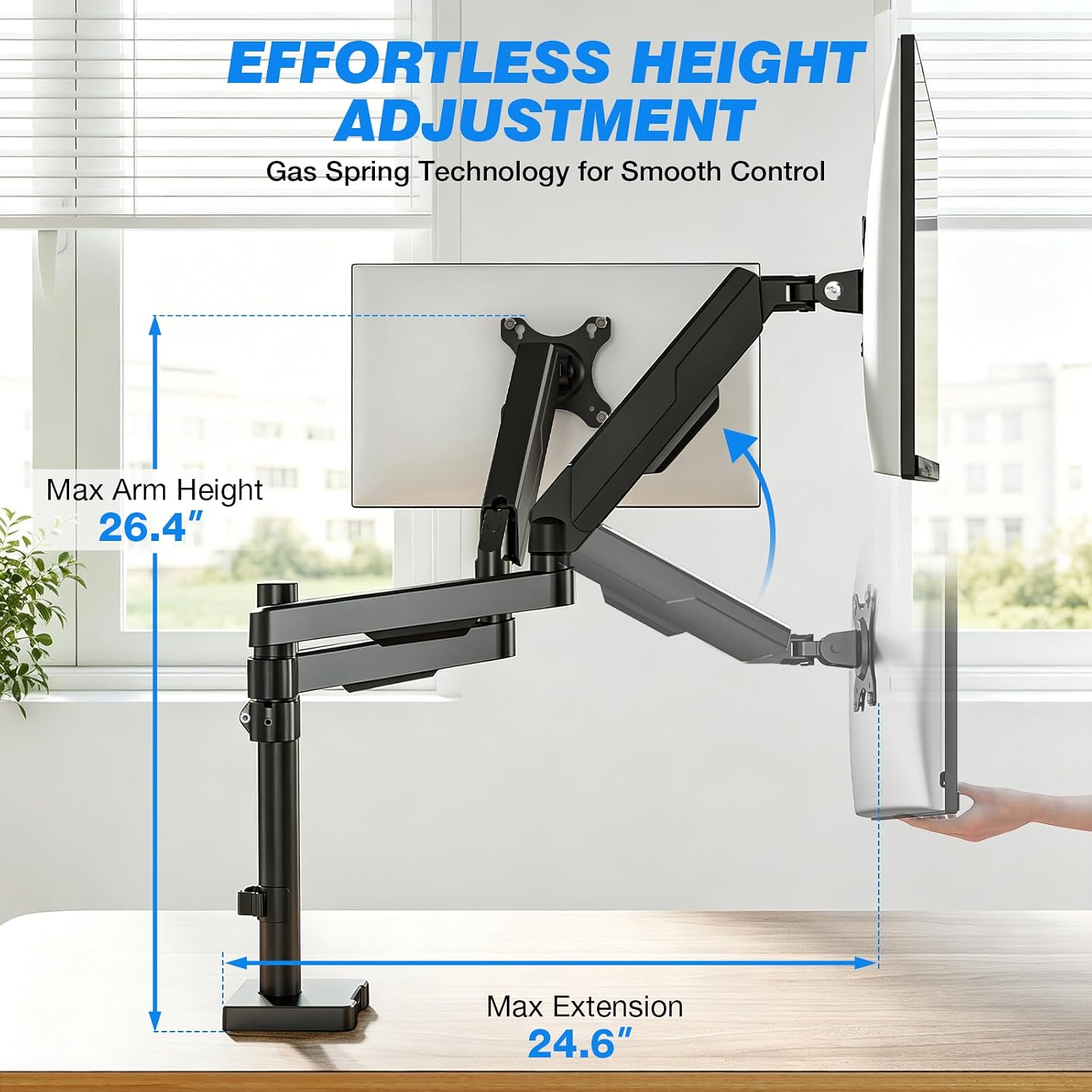 Dual Monitor Stand Desk Mount for 17-34" Screens Holds up to 22lbs | Full Motion Height Adjustable, Tilt/Swivel, 360