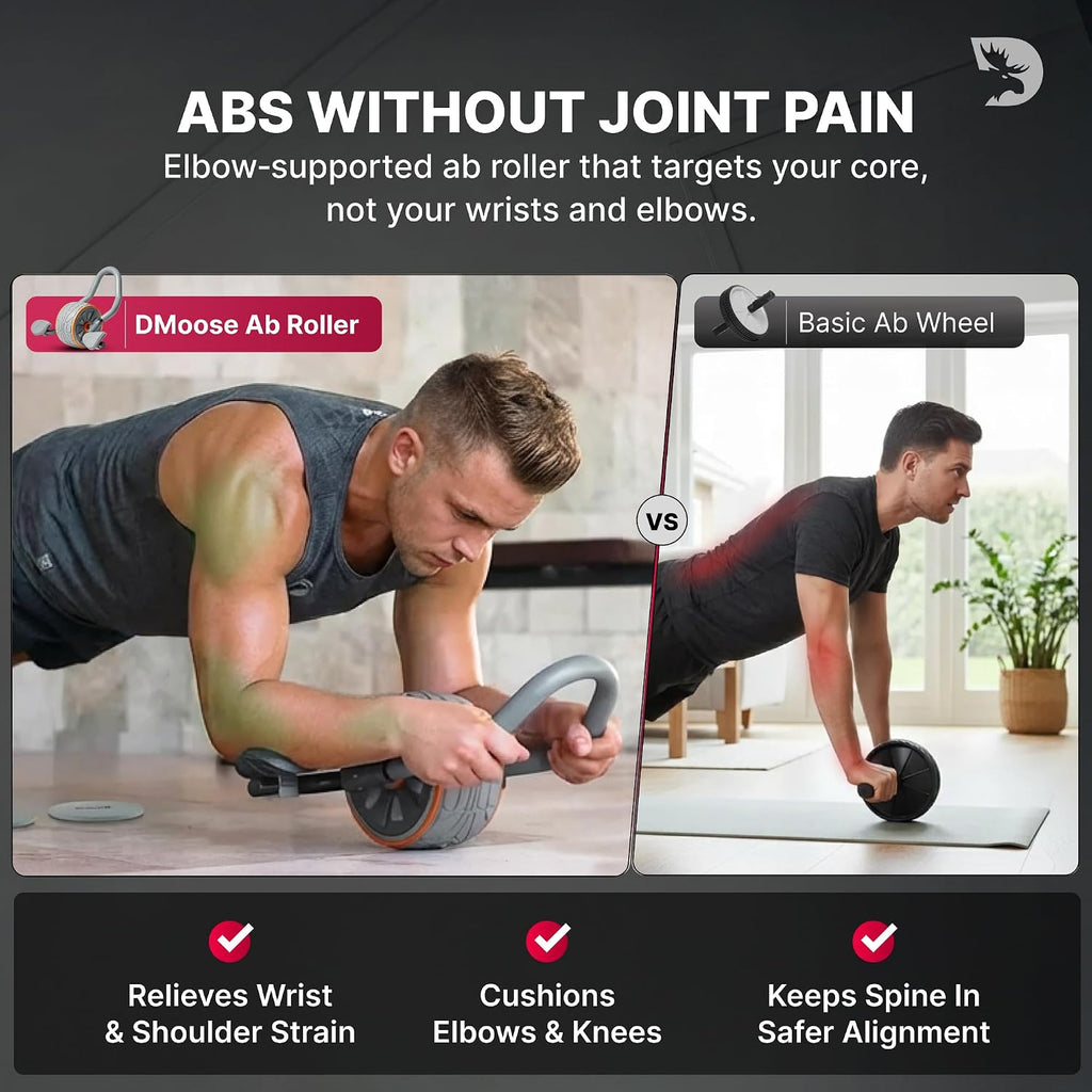 Ab Roller Wheel with Elbow Support & 2 Knee Pads - Abdominal Exercise Trainer for Core Strength Training - Ultimate
