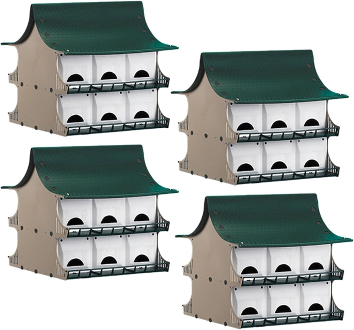 Bulk Buy of 4 S&K Purple Martin Houses, White and Green, PBH-12