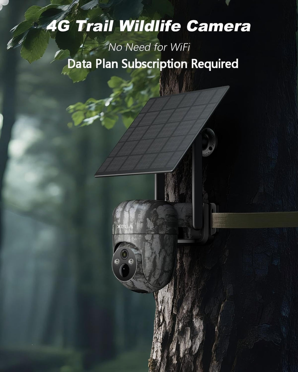 4G Solar Cellular Wildlife Trail Camera with SIM Card,No WiFi Outdoor | Live Streaming,2K HD,Night Vision,Motion