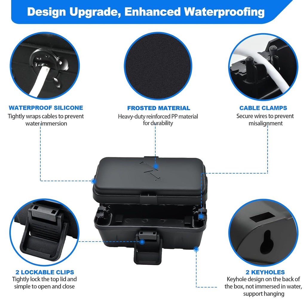 Small Weatherproof Electrical Connection Box(Inner 5.5 x 3 x 2.2inch),Outdoor Electrical Box,Waterproof Extension