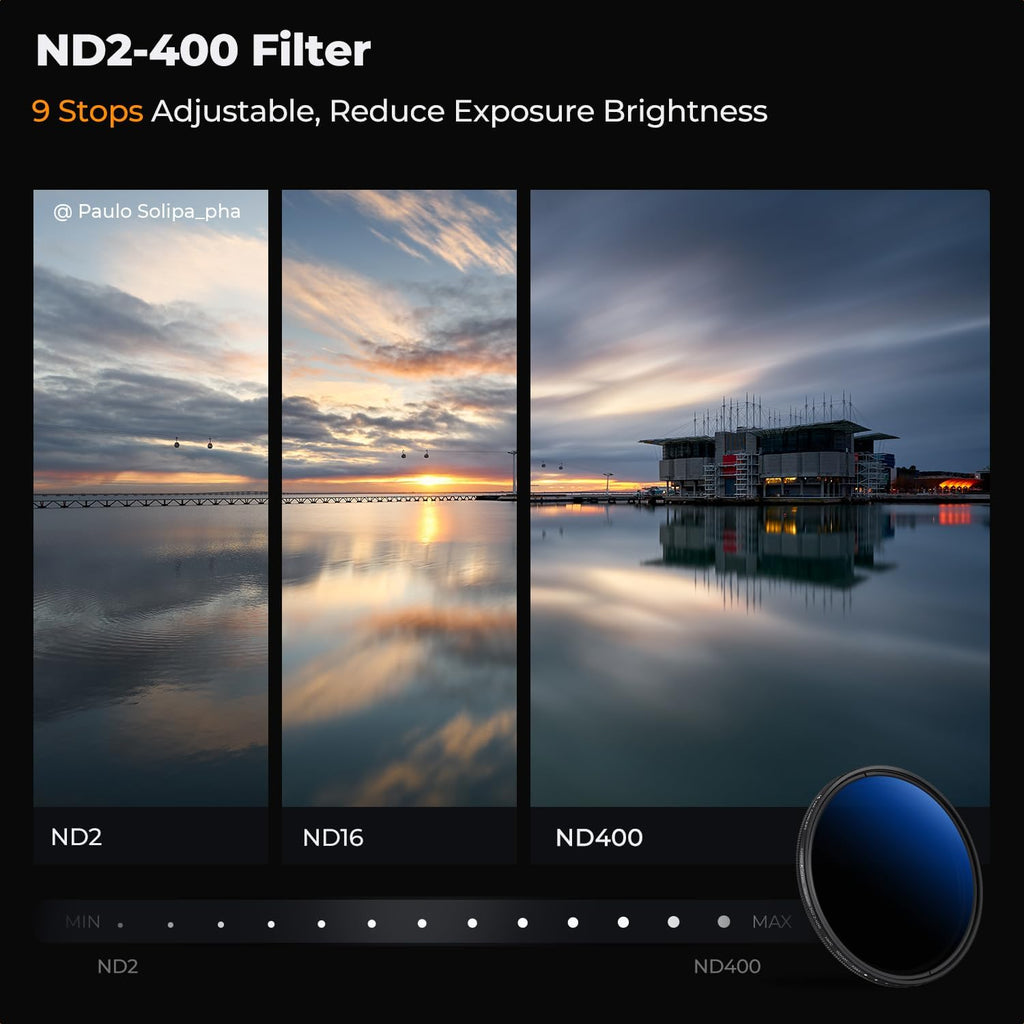 67mm UV/CPL/ND2-400 Len Filter Kit 3pc Multi-Layer Coatings | UV+Polarizer+Variable ND Lens Filters Kit (1-9