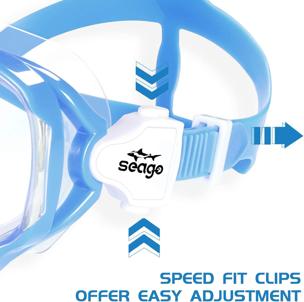 Kids Swim Goggles Snorkel Diving Mask for Youth(5-15), Anti-Fog 180° Clear View