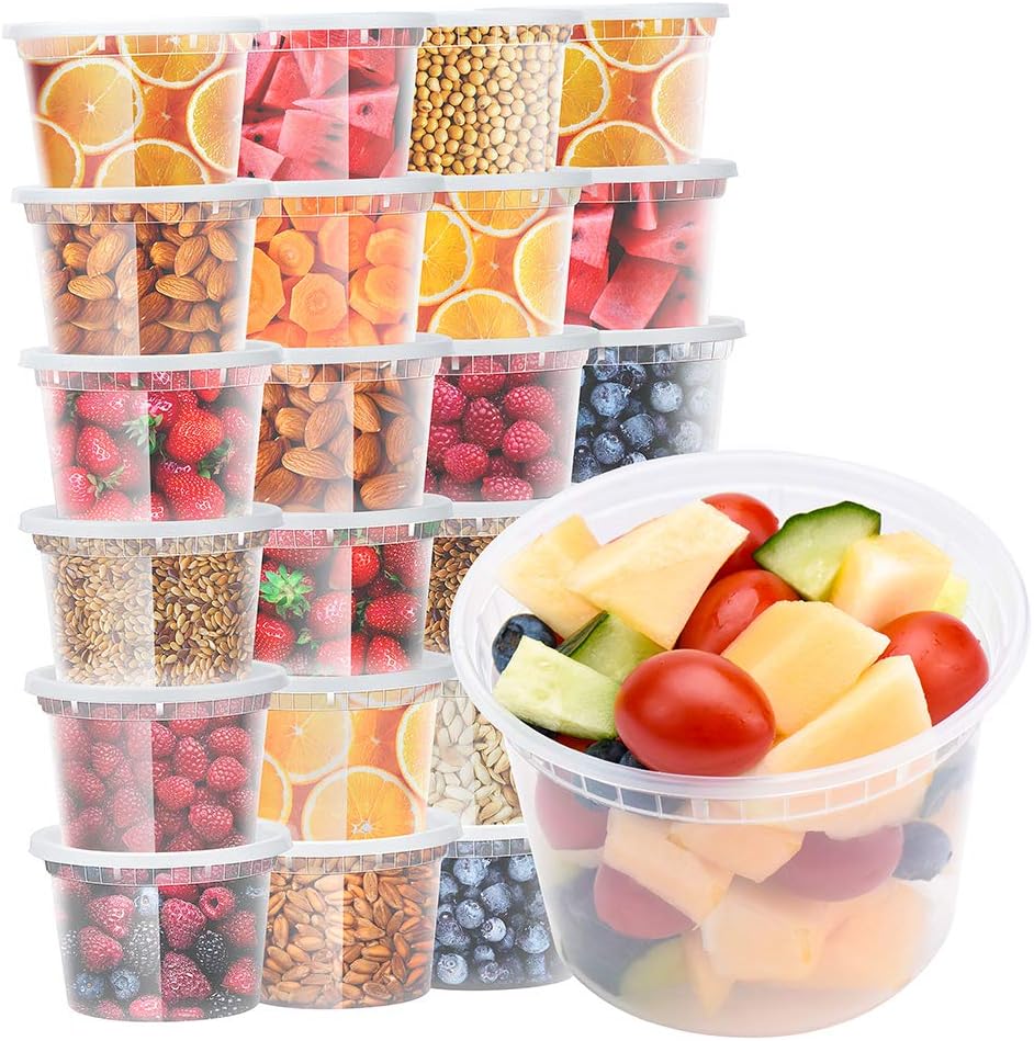24 Sets 16 oz Deli Containers with Lids,Leakproof&BPA-Free