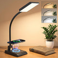 Desk Lamp with Wireless Charger, Desk Lamps for Home Office Night Light | 3 Color Modes with Stepless Dimming, CRI