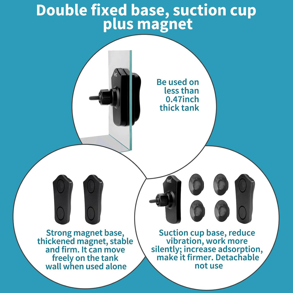 2100GPH Double Head Aquarium Wave Maker, Quiet 5W Aquarium Circulation Pump, with Strong Magnetic Suction Base