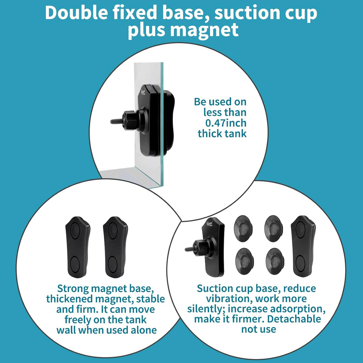 2100GPH Double Head Aquarium Wave Maker, Quiet 5W Aquarium Circulation Pump, with Strong Magnetic Suction Base