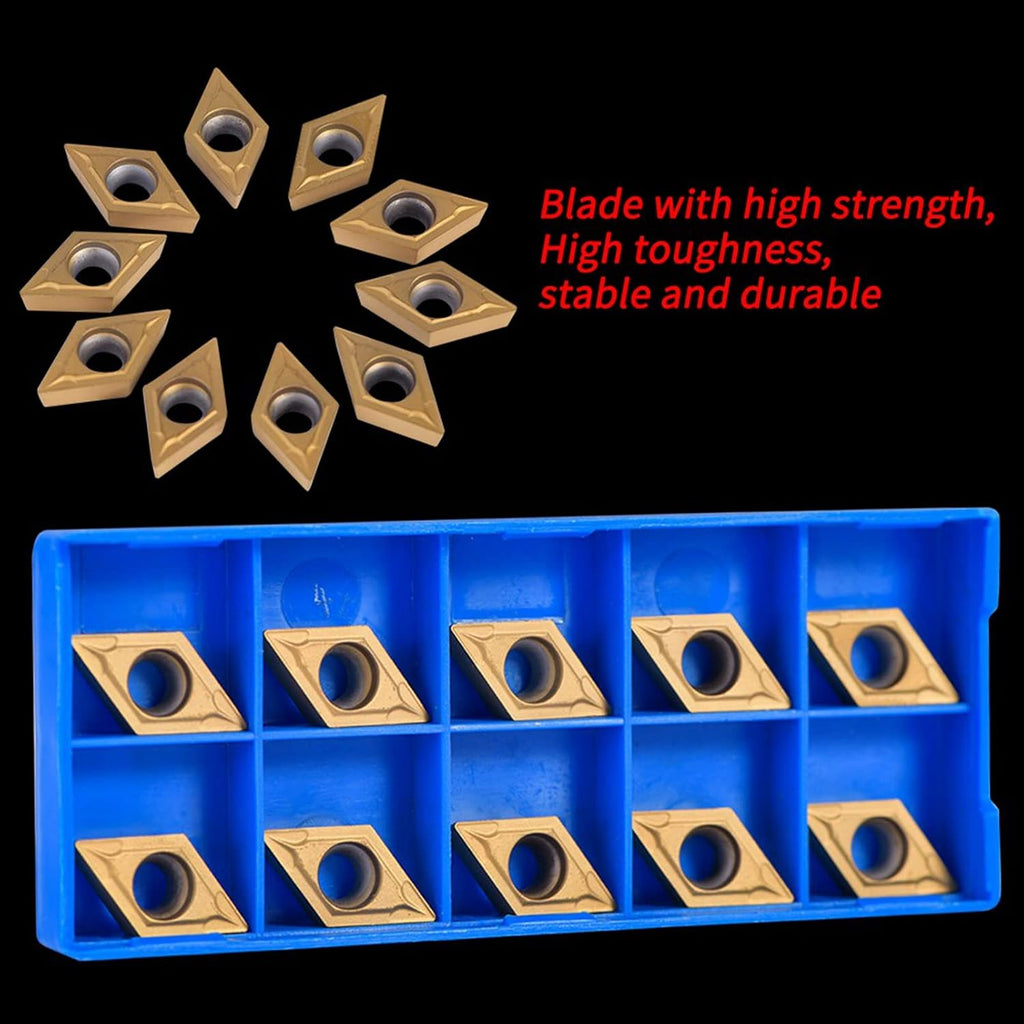 Oumefar 10pcs DCMT11T304-HM Carbide Turning Inserts, YBC251 Carbide Golden