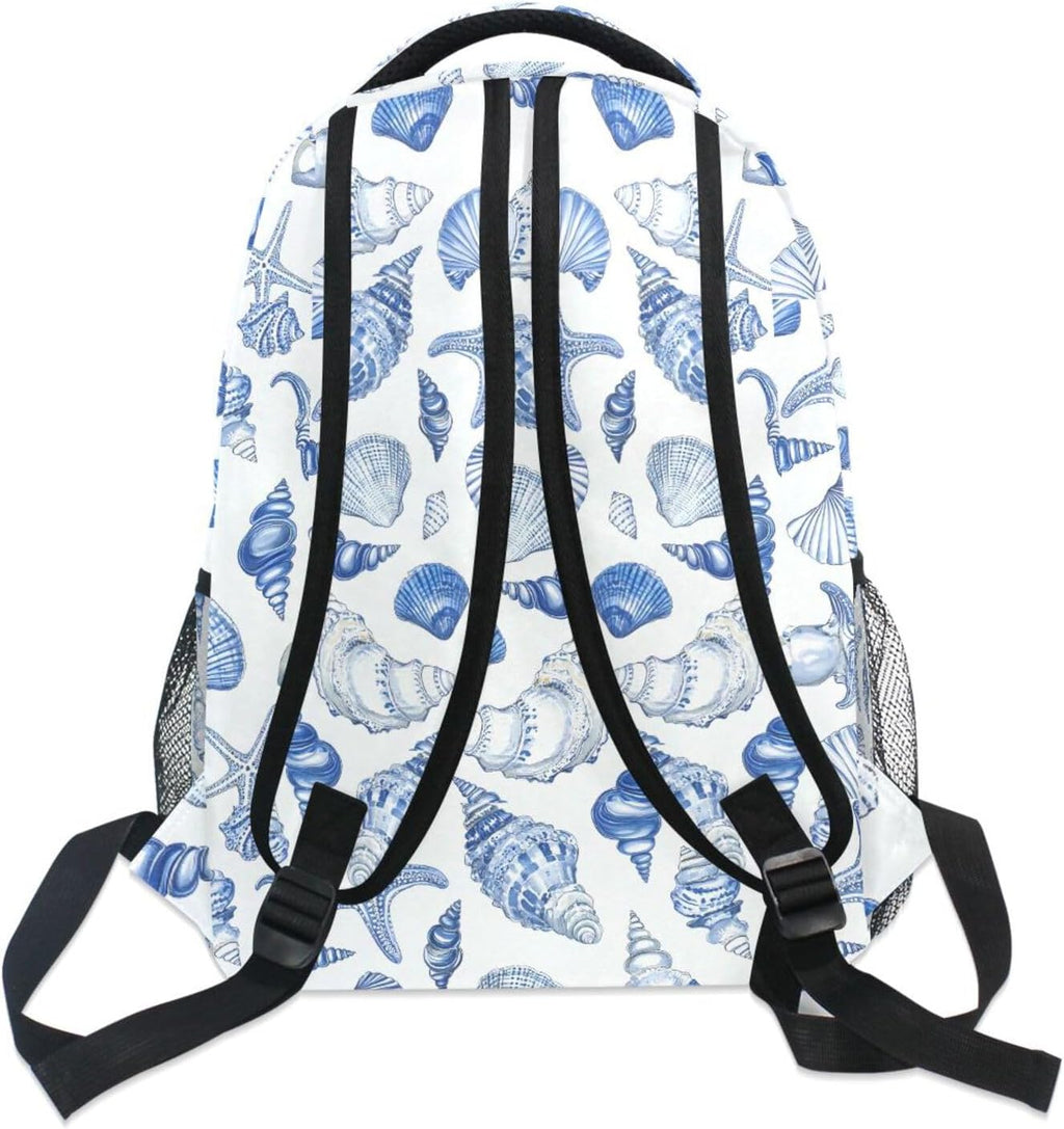 Navy Seashells Kids School Backpack for Boys Girls Teens Bookbag Travel Daypack Bag 16 inch