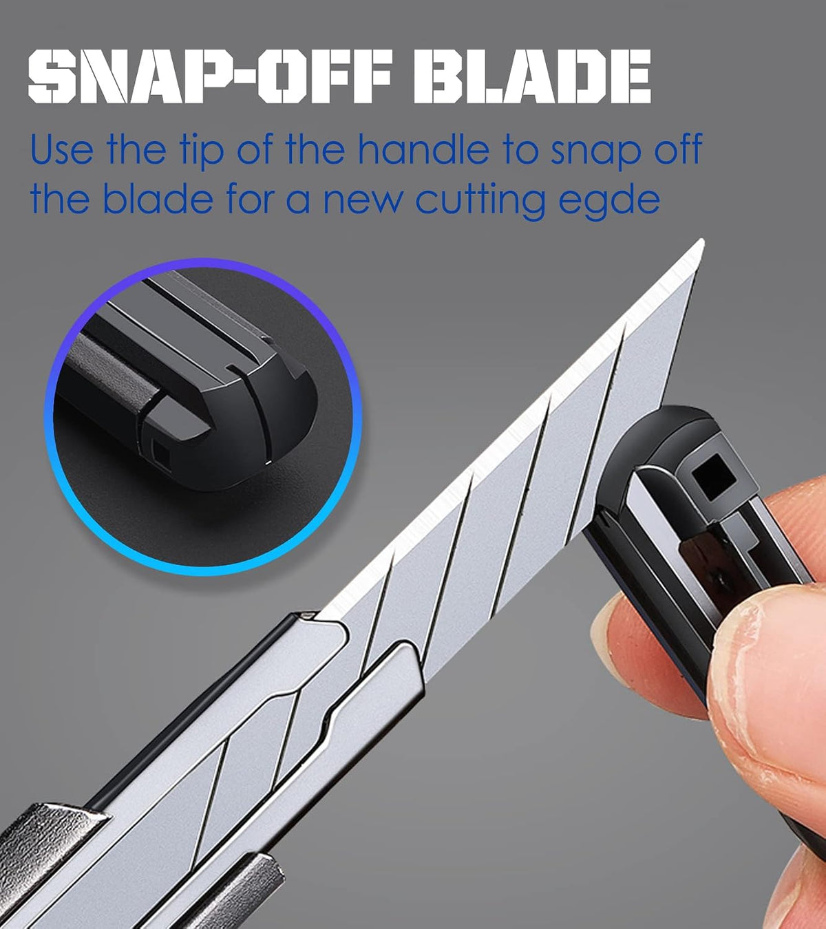6 Pack Utility knife Retractable with 30 Degree Snap Off Blade Lockable Cardsharp Box Cutter Knife with Extra 20