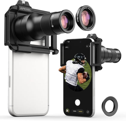 2-in-1 Telephoto Lens & 150mm Macro Lens for | 6X Telephoto and Macro Lens Kit with Universal Clip | Compatible with