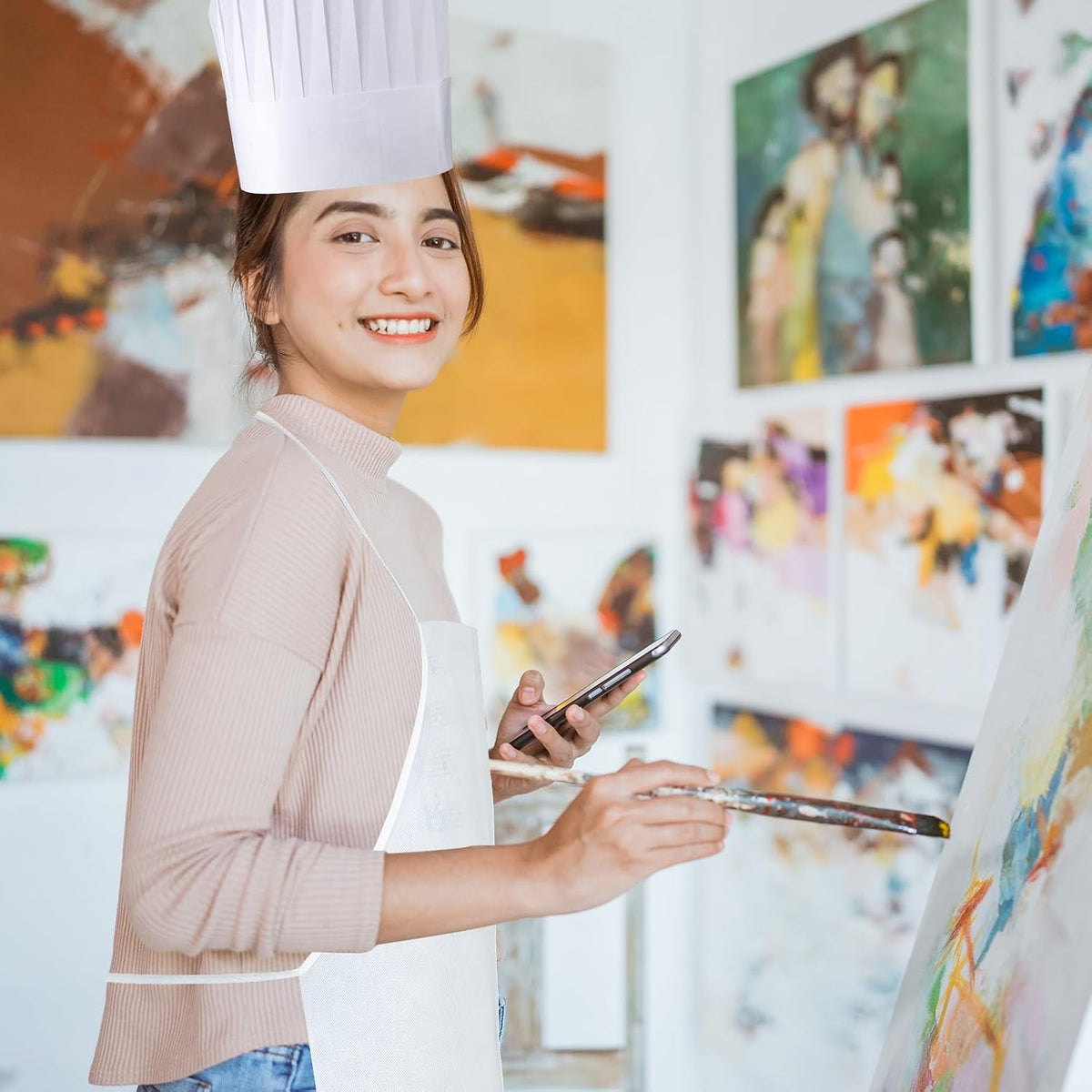 Disposable Non Woven Apron Chef Hat Set for Adult