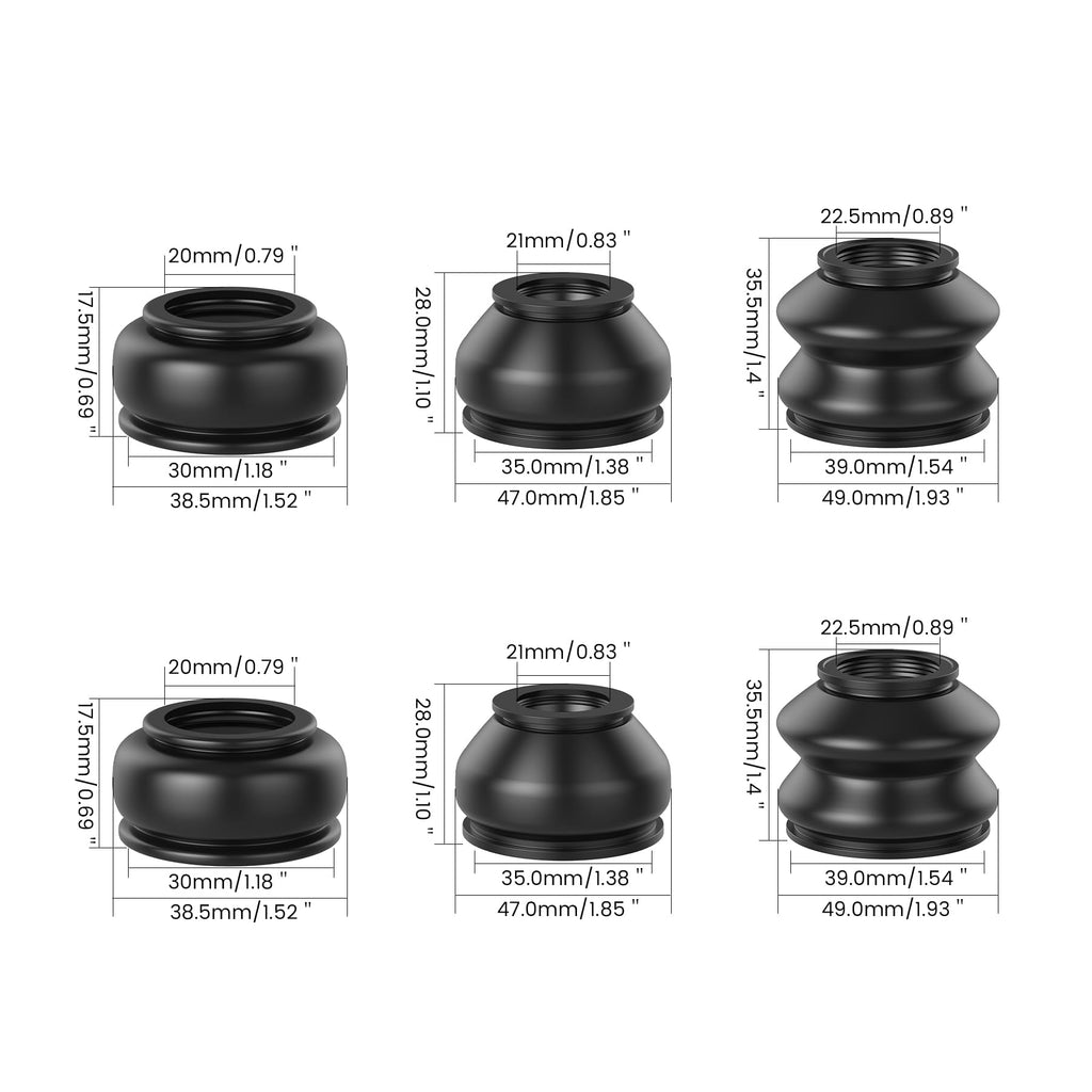 6 PCS Ball Joint Boot Replacement Universal Tie Rod Boot, for Most Vehicles