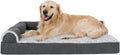 Orthopedic Dog Bed for Large Dogs w/ Removable Bolsters & Washable Cover, For Dogs Up to 95 lbs - Two-Tone Plush Faux