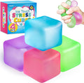4 Pack Stress Cube,Slow Rising Ice Cube Stress Balls for Adults Kids | Sensory Fidget Toy for Anxiety Relief, Square