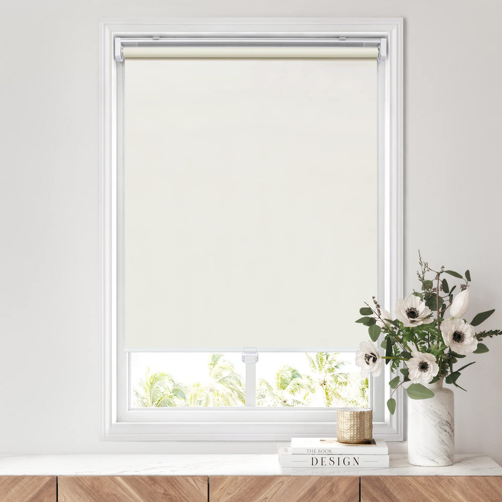 No Drill Cordless Roller Shades, 23x72, Cream