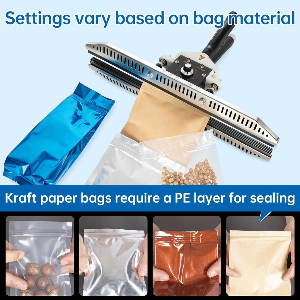 Portable Hand Held Heat Sealer Machine-R-PACK FKR-400DFFT, 16 Inches, For Foil Bag, Kraft Bag, Mylar Bags（Anti-Scald