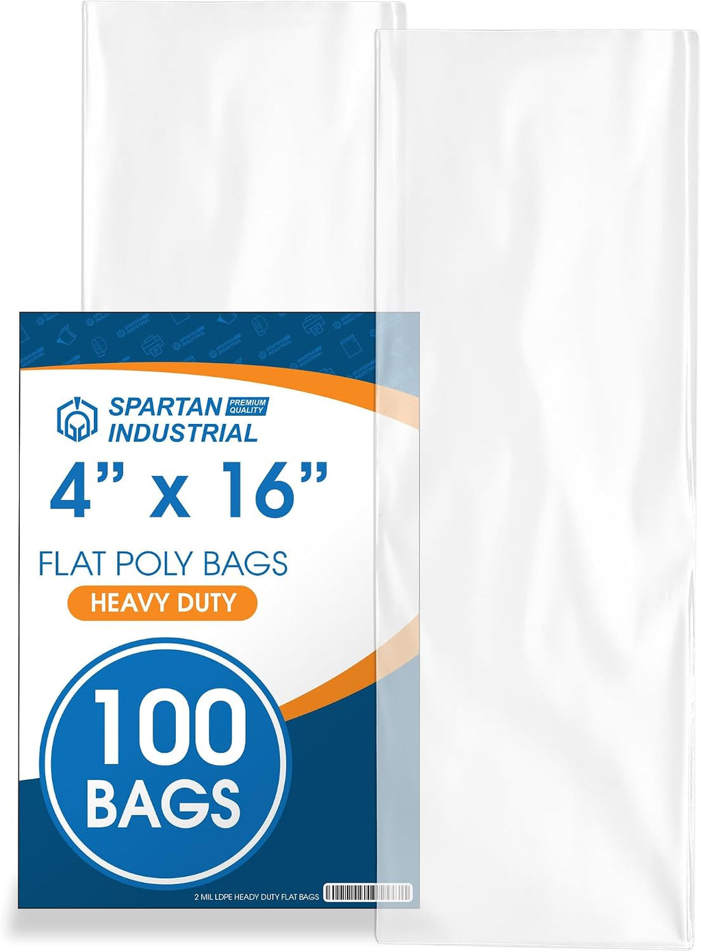 4" X 16" Open-End Flat Poly Bags (100 Count) - 2 Mil Clear