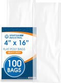 4" X 16" Open-End Flat Poly Bags (100 Count) - 2 Mil Clear