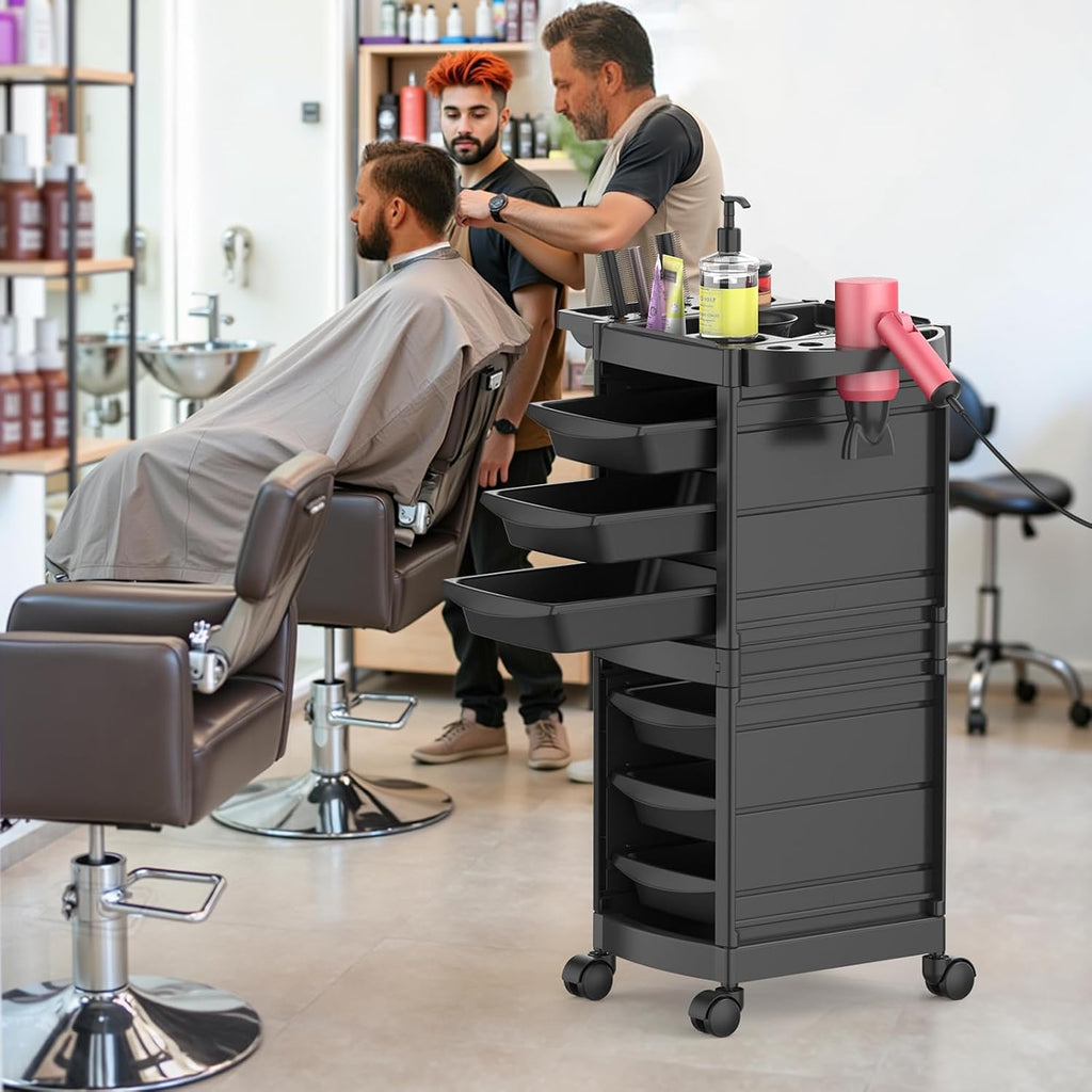7-Layer Salon Trolley Cart with 6 Drawers for Hair Stylist | Professional Salon Rolling Cart with Wheels, Portable