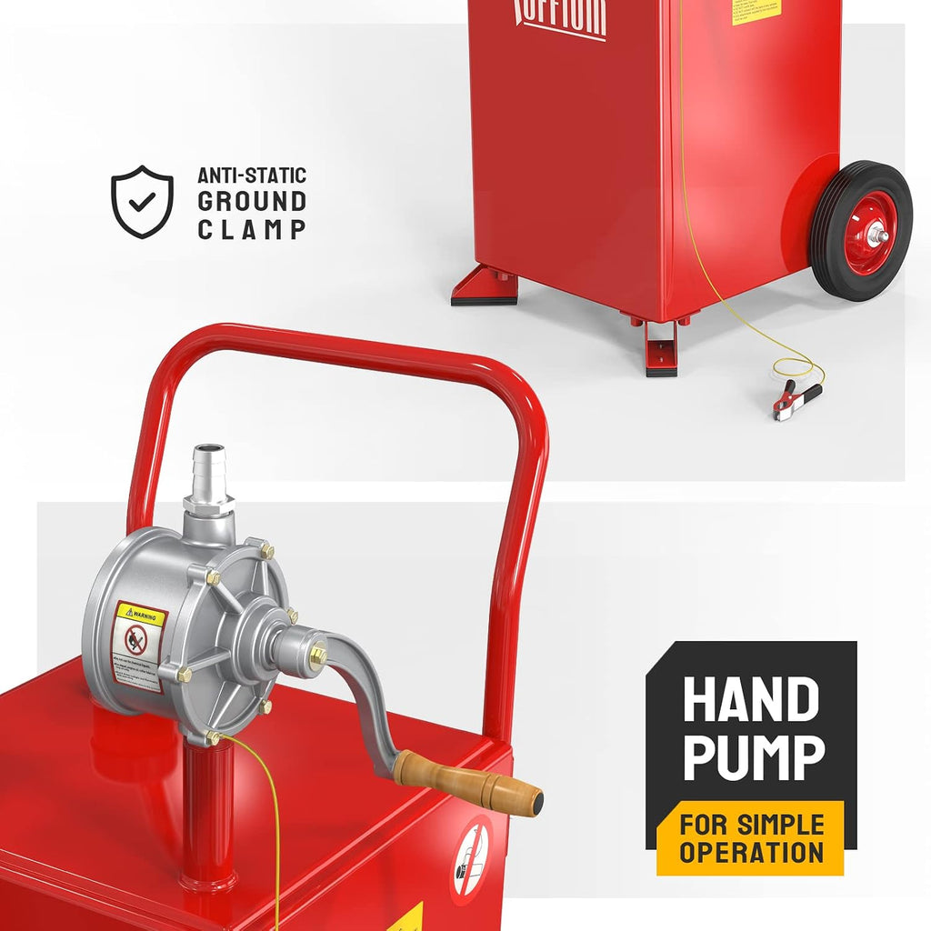 20 Gallon Fuel Gas Caddy w/Wheels & Manual Siphon Pump, Portable Diesel Fuel Transfer Storage Tank w/8.9ft Hose