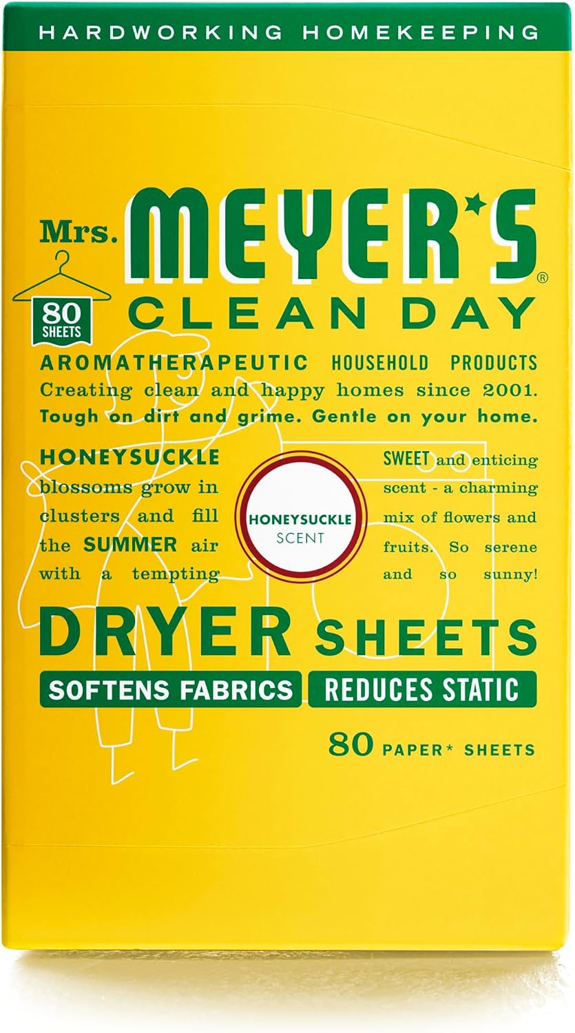 CLEAN DAY Dryer Sheets, Fabric Softener, Honeysuckle, 80 Count