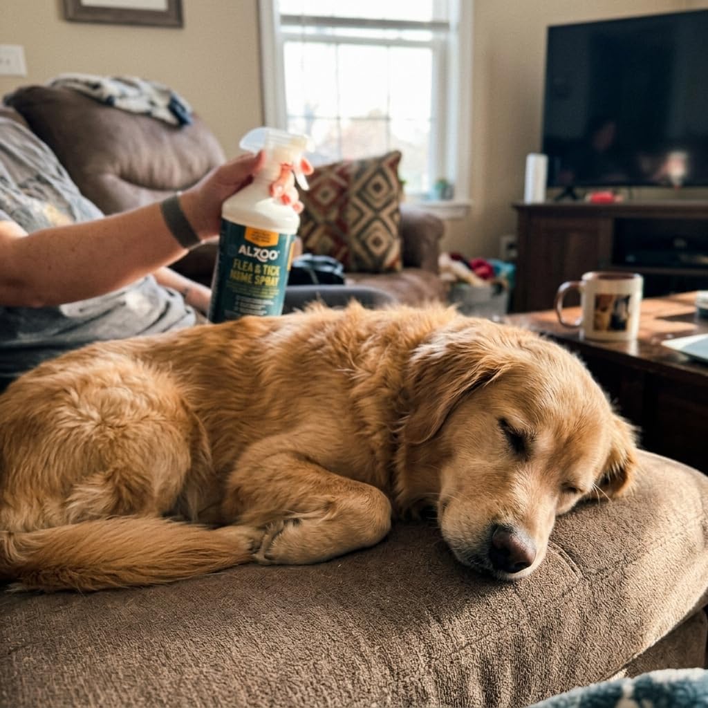Natural Flea & Tick Home Spray, Helps Eliminate and Repel Pests, Use on Flooring, Furniture, Pet Beds, Plant-Based