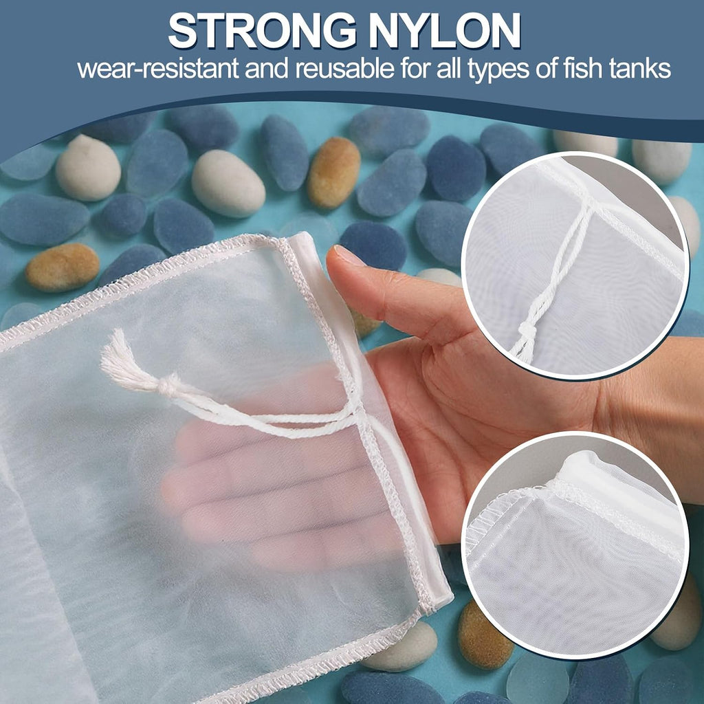 10 Pcs Aquarium Filter Media Bags,6.5 x 10 Inch,180um Mesh Bags
