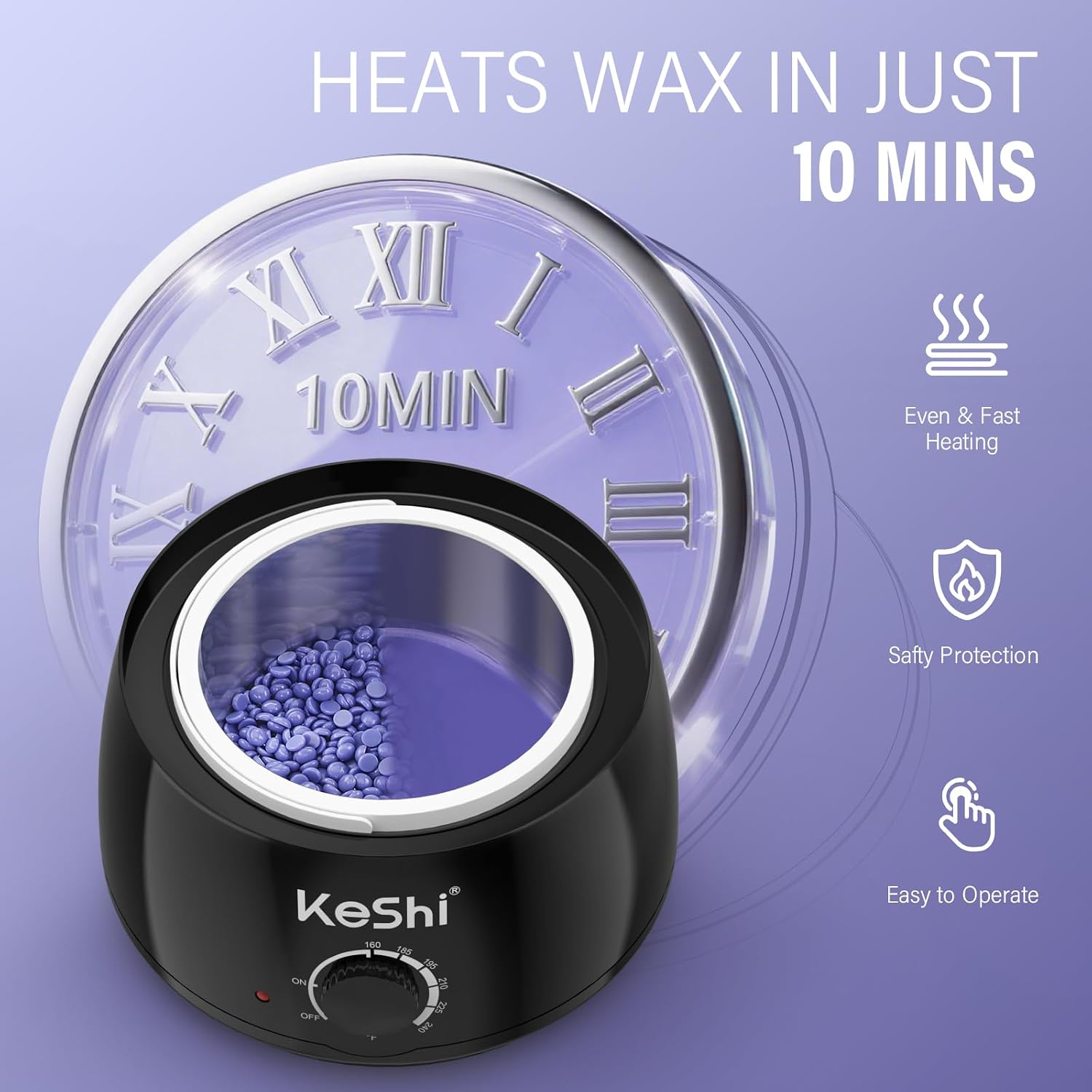 Waxing Kit, Painless Hair Removal Wax Warmer with 6 Bags Hard Wax Beans for Full Body, Legs, Face, Eyebrows & Bikini—