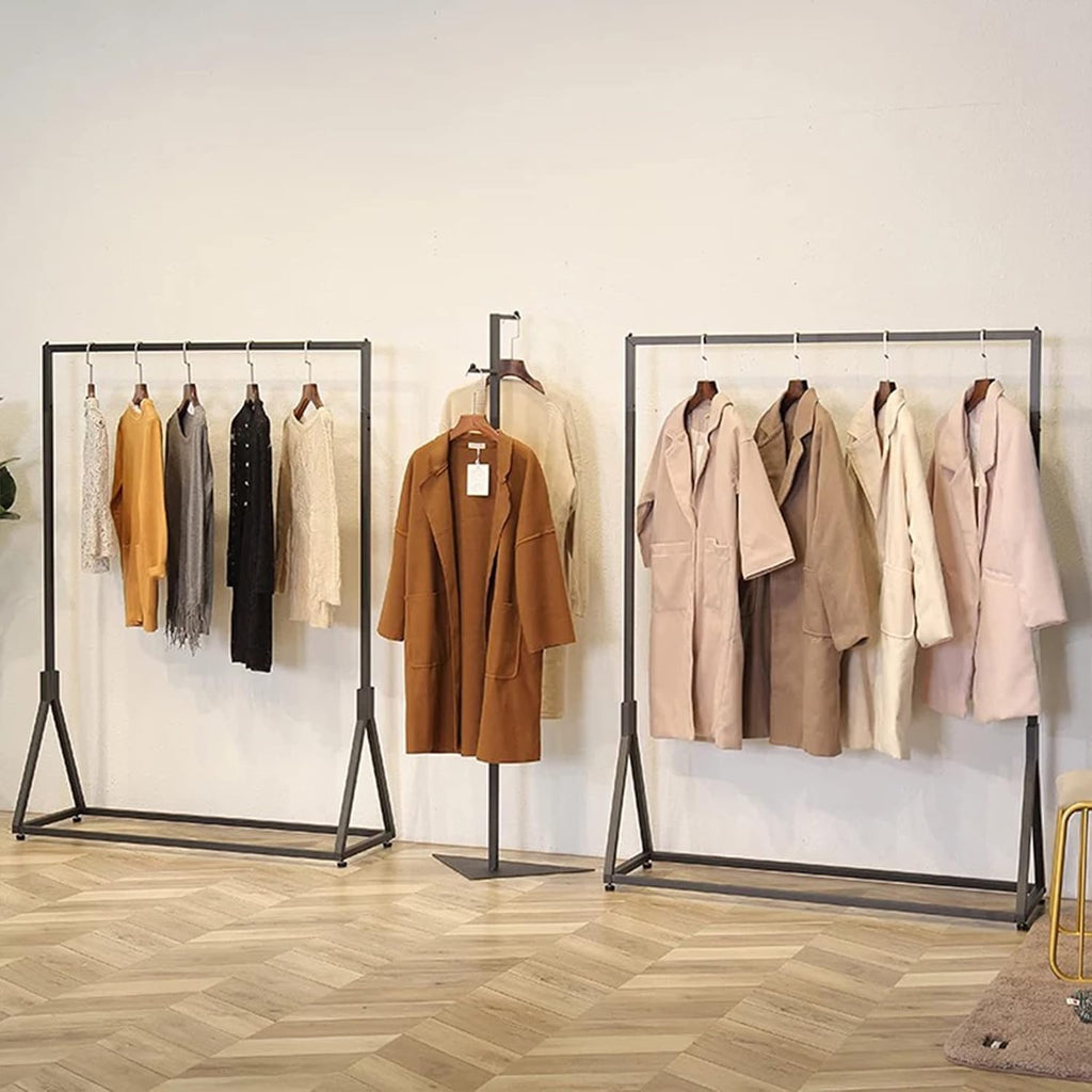 Modern Simple Heavy Duty Metal Rolling Garment Rack with Wheels,Retail Display Clothing Rack, Single Rod