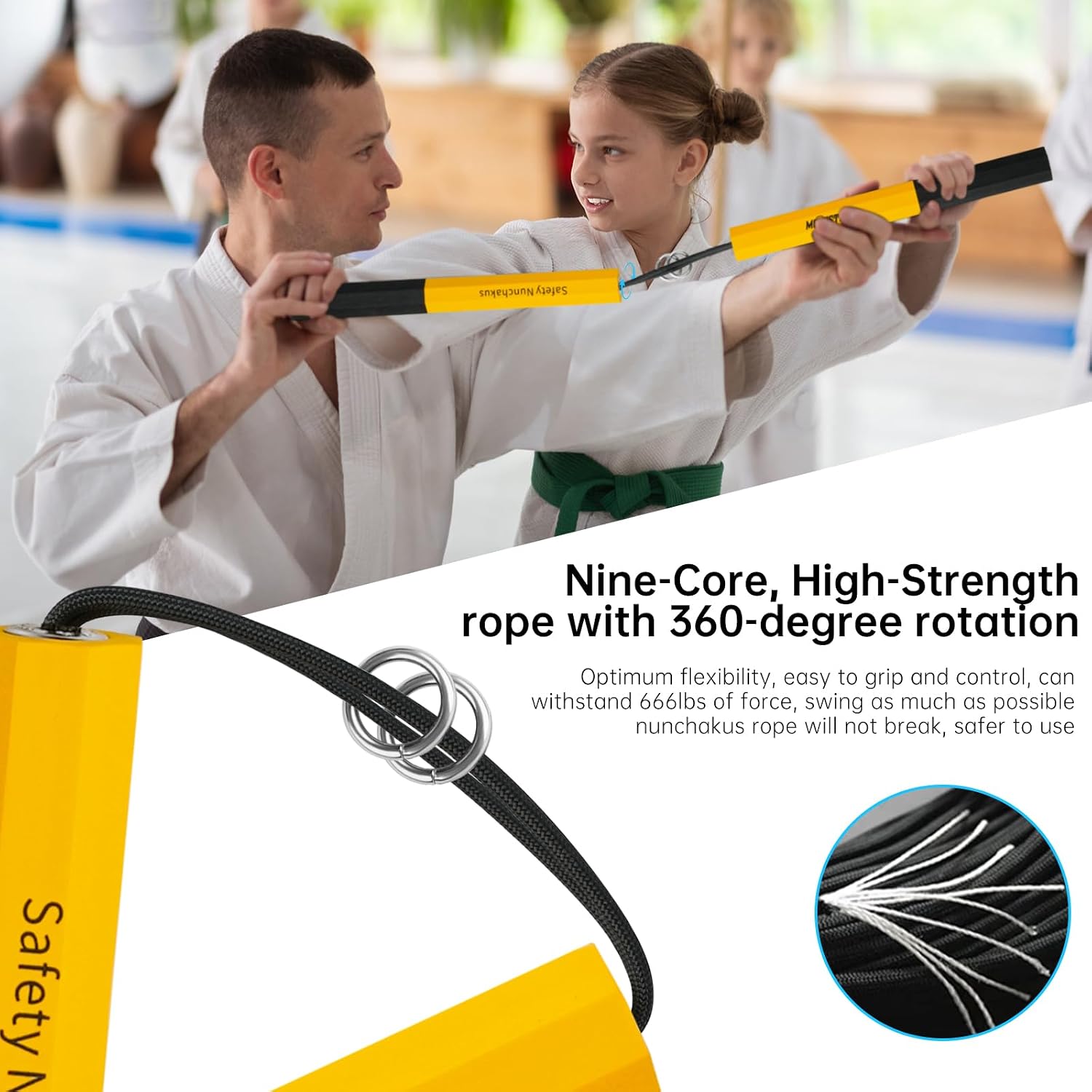Safe Foam Rubber Cord Nunchakus for Practice and Training | 11 inches, non-slip surface, easy to clean, carrying