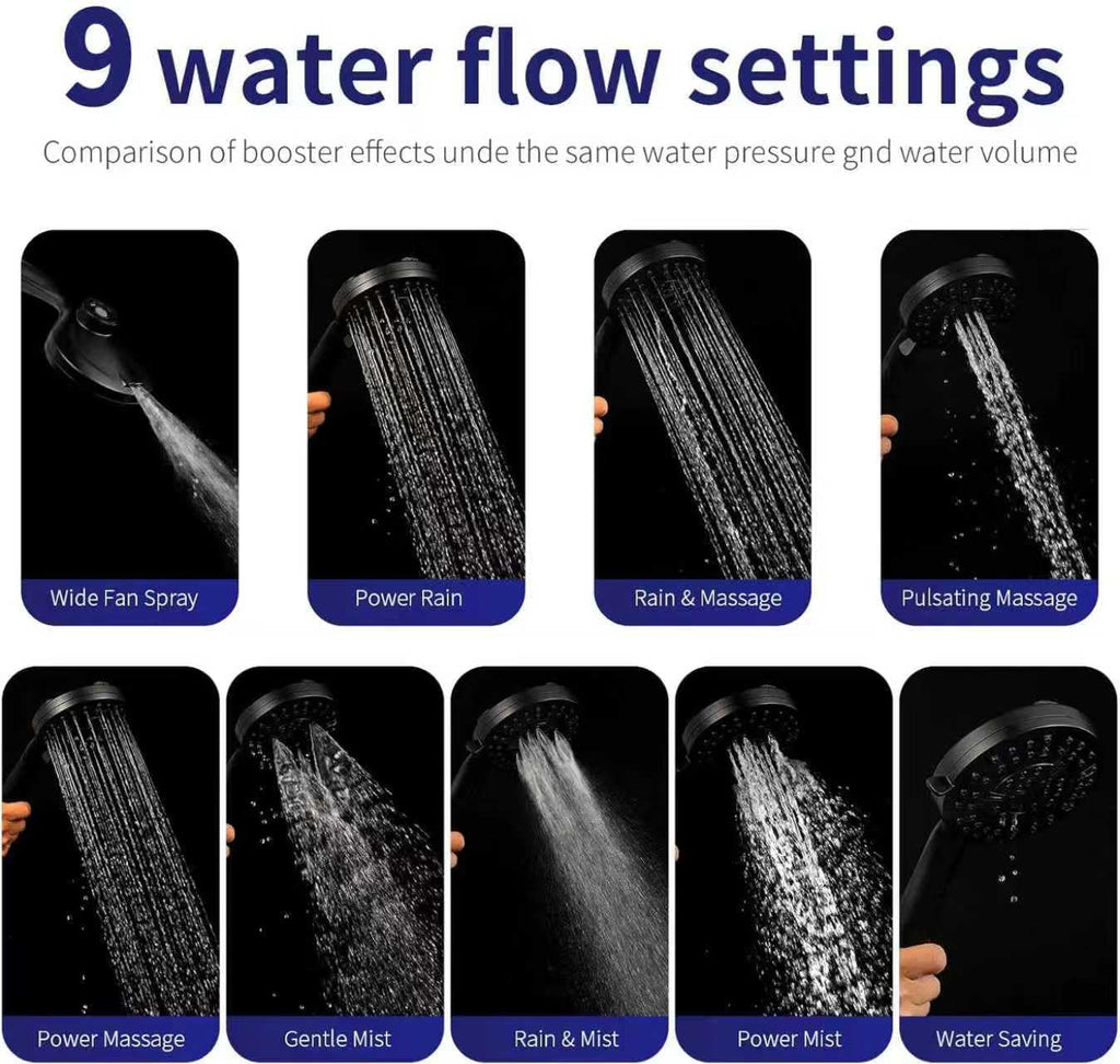 Filtered Shower Head with Handheld, Magnetic Adjustable, Matte black | High Pressure 9 Spray Modes, Hard Water