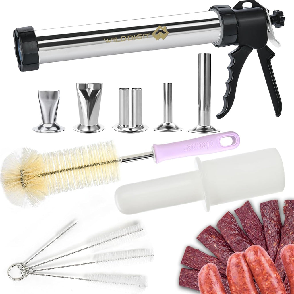 2.1 LB 3rd Gen Professional Stainless Steel Sausage Stuffer, Jerky Gun Kit