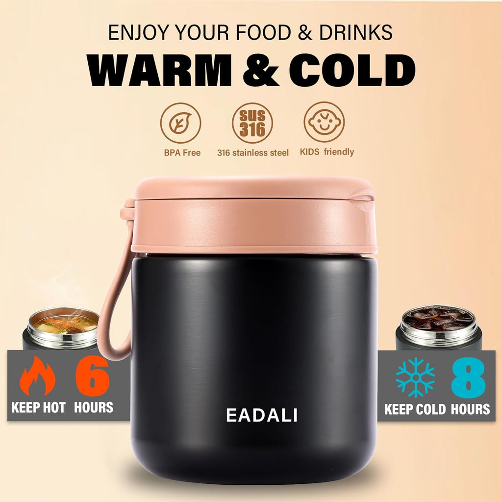 15.2oz Kids Food Jar for Hot Food – Vacuum Insulated Lunch Container with 316 Stainless Steel Interior, Leakproof