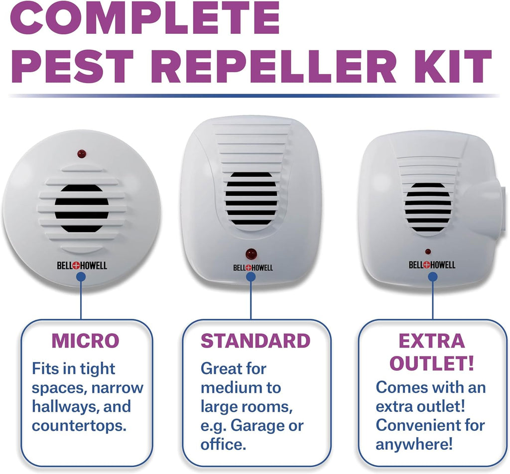 The Bell and Howell Ultrasonic Pest Repeller plug in device Complete Kit 6 Pack, Effectively Aids to repel mice