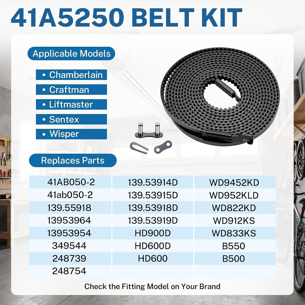 41A5250 Garage Door Opener Drive Belt Kit for Chamberlain LiftMaster