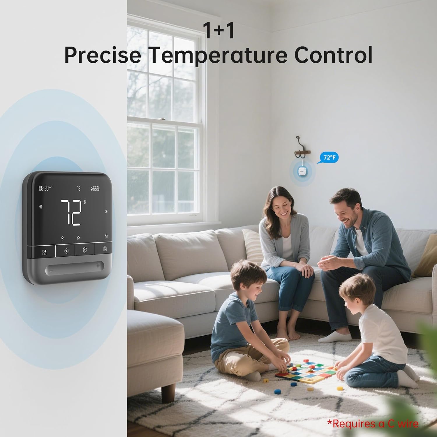 Smart Thermostat for House with Room Sensor 7 Days Programmable | Energy Saving WiFi Thermostats, APP Touchscreen