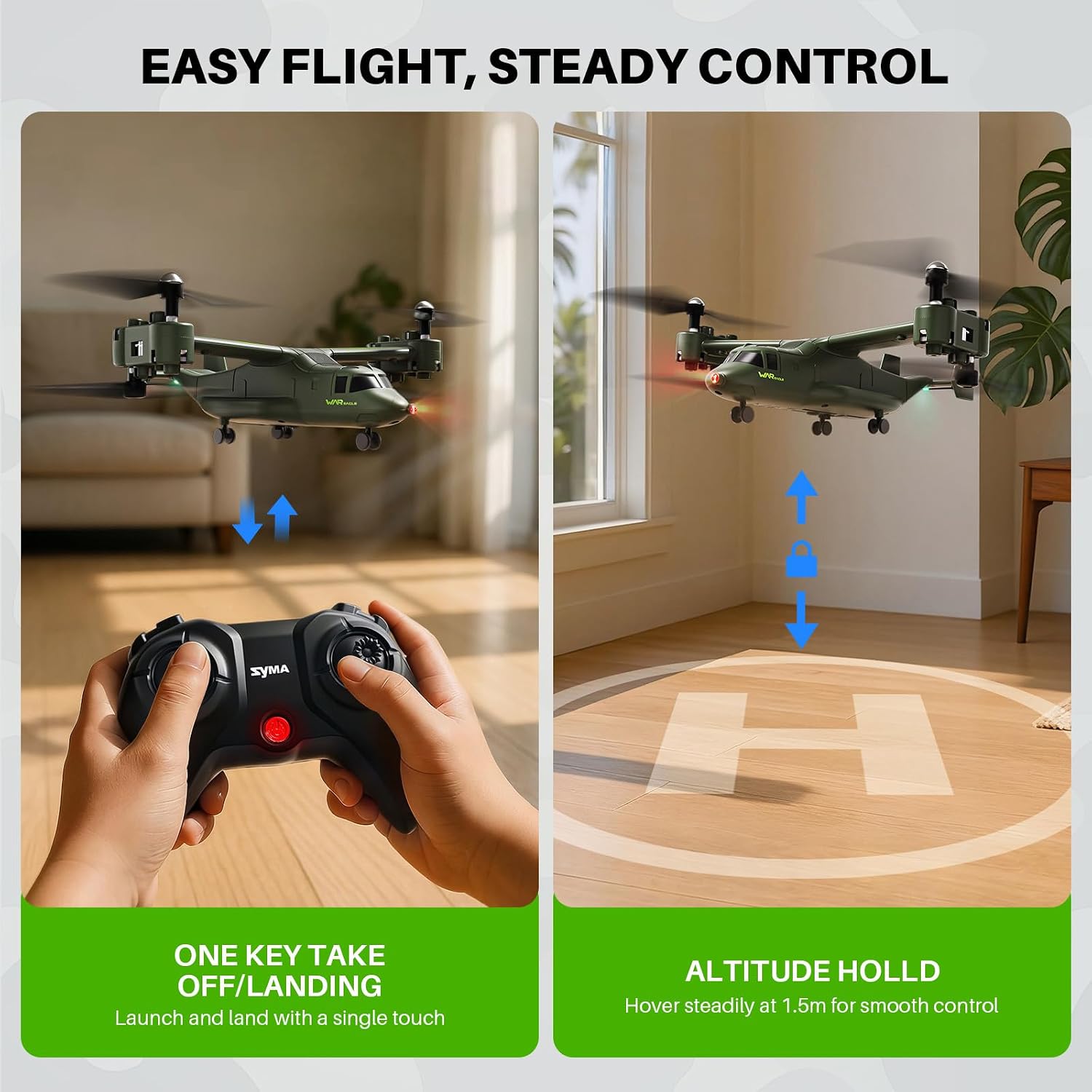 X550 RC Plane, 4CH Tiltrotor for Kids & Beginners, Stunt Flight | 6 Stunt Moves with 360° Flips, Spins, Climbing