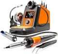 Digital Soldering Iron station Kit, 2 Auxiliary Clamps, 5 Soldering Iron Tips, Solder Wires, Solder Suckers